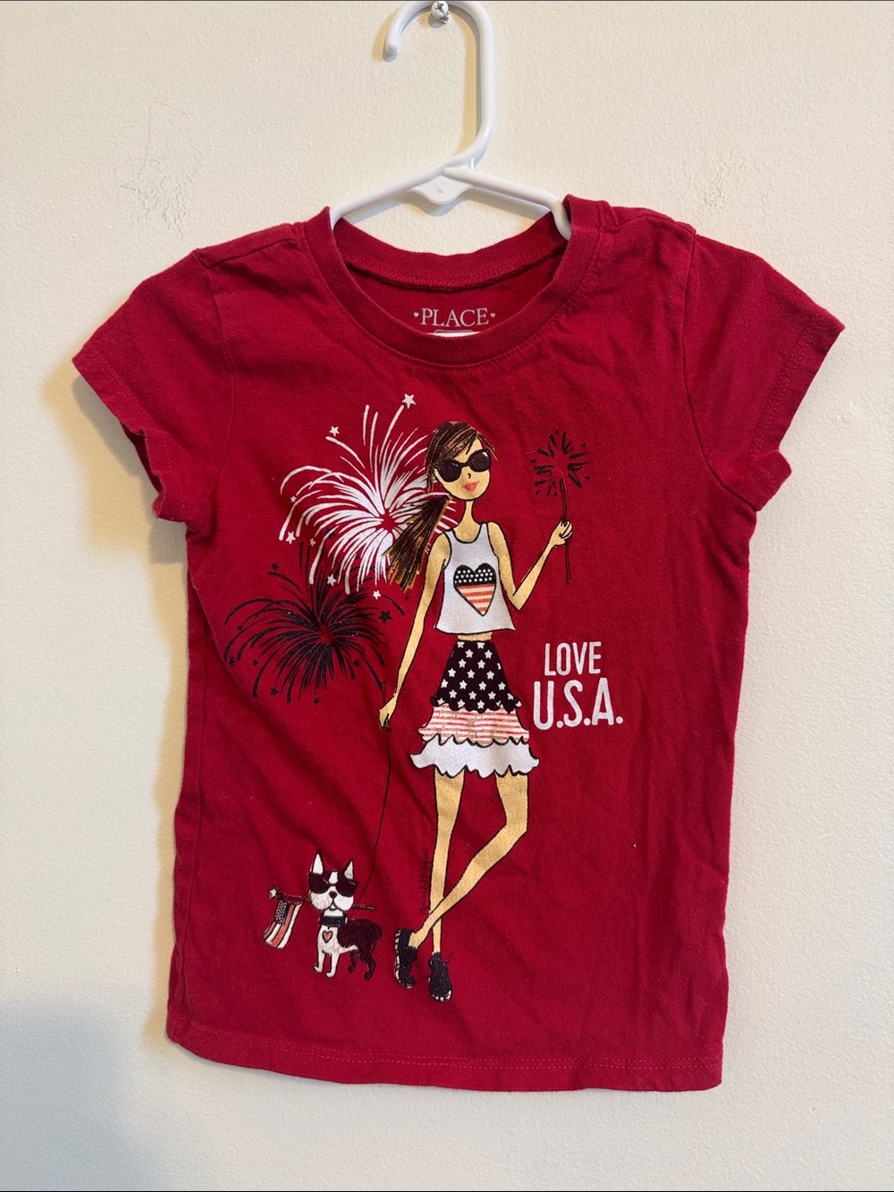 The Children's Place Red Graphic 'Love U.S.A.' Short Sleeve Tee